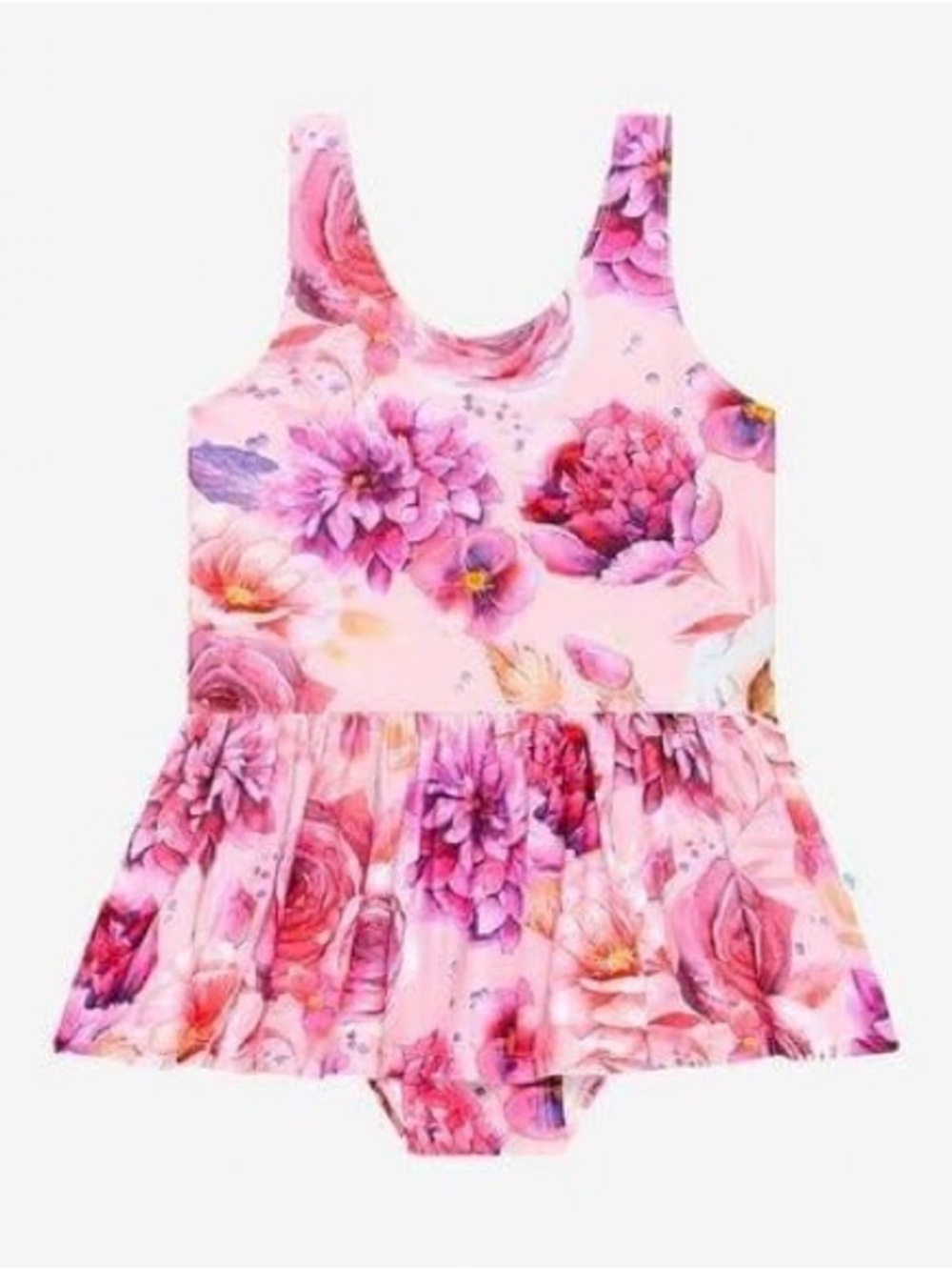 NWT Posh Peanut Amira Girl's One Piece Twirl Skirt Swimsuit 3T Pink Floral - Picture 2 of 8